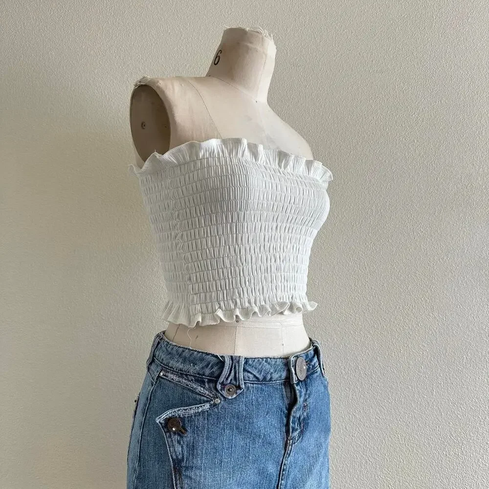 handmade white ruched bandeau - Picture 3 of 6